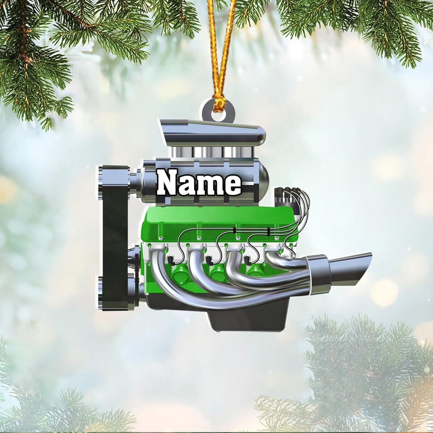 Custom Drag Racing Ornament – Personalized Hot Rod Engine Acrylic Christmas Decoration, Mechanic Gift for Car Lovers TDR18