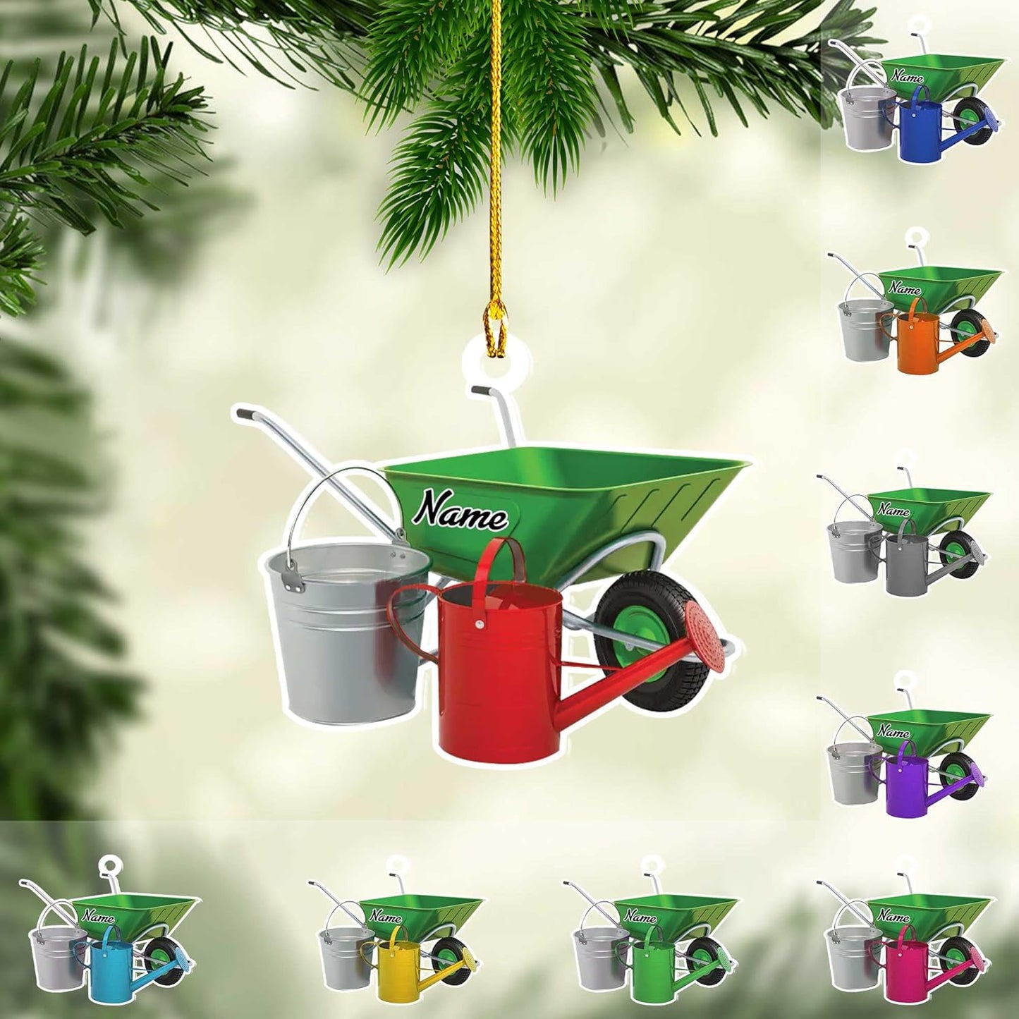 Personalized Gardening Acrylic Ornament – Custom Name Garden Tools Christmas Tree Decoration for Gardeners & Plant Lovers TG1