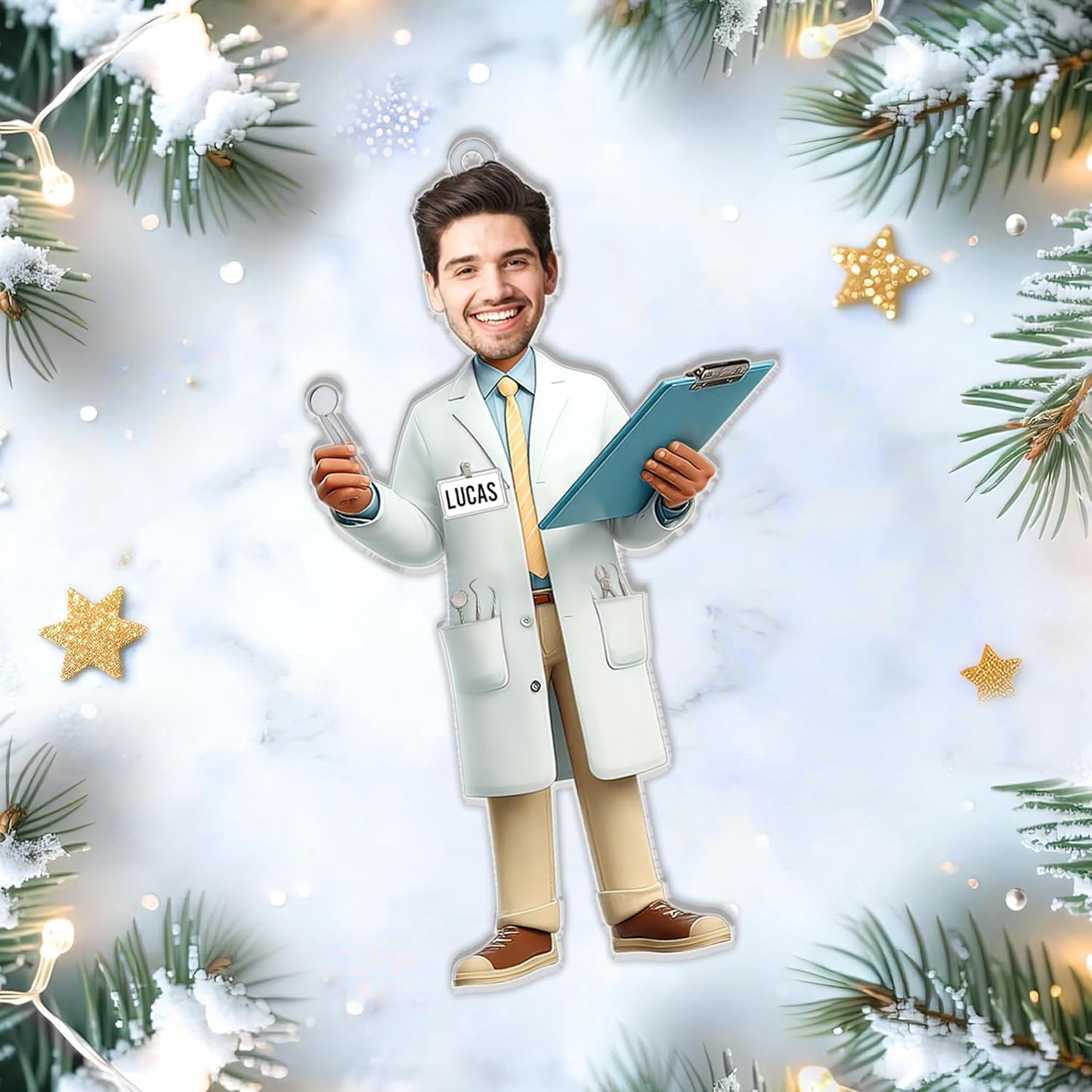 Custom Name and Photo Dentist Christmas Ornament