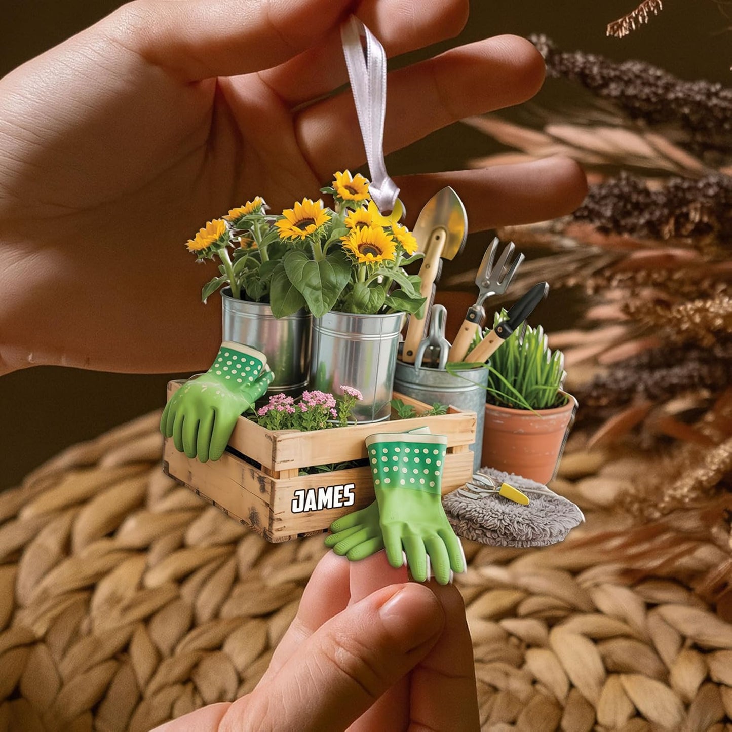 Custom Name Garden Equipment Ornament | Gardener Christmas Tree Decor Gift for Plant & Nature Lovers TG76