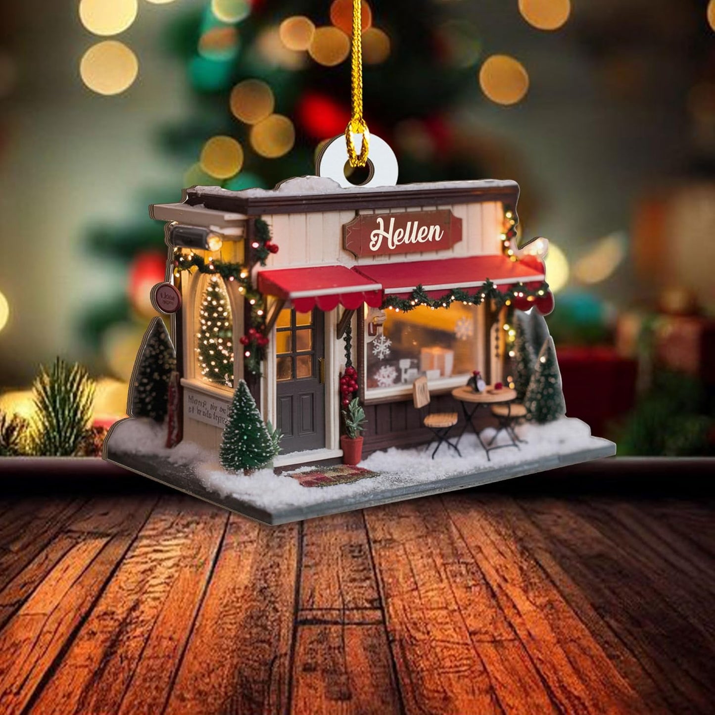 Personalized Coffee House Ornament – Unique Holiday Keepsake for Coffee Lover TC22