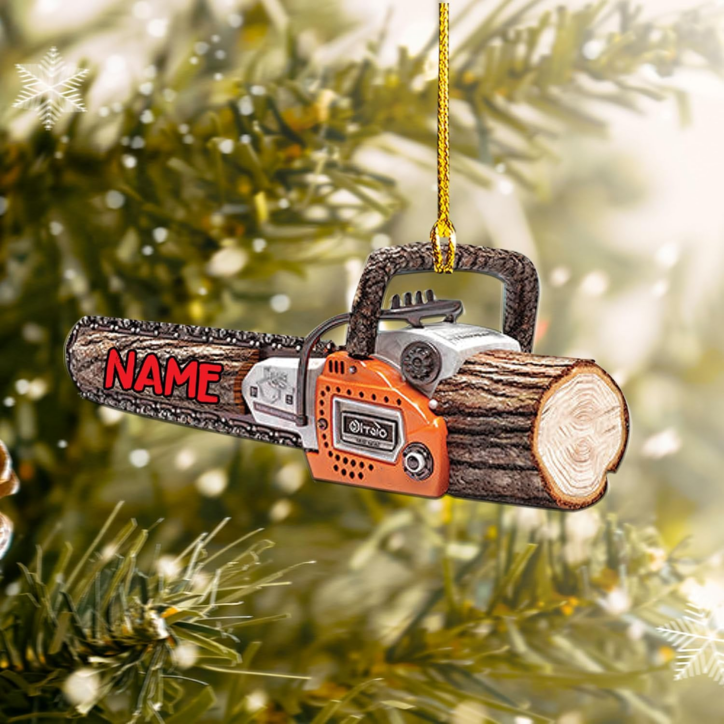 Personalized Chainsaw Ornament – Carpenter Lumberjack Christmas Ornament H3