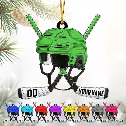 Custom Ice Hockey Christmas Ornament, Hockey Player Christmas Ornament N52