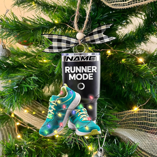 Custom Marathon Runner Ornament – Personalized Acrylic Race Ornament, Sport Holiday Tree Decoration, Running Gift TM11