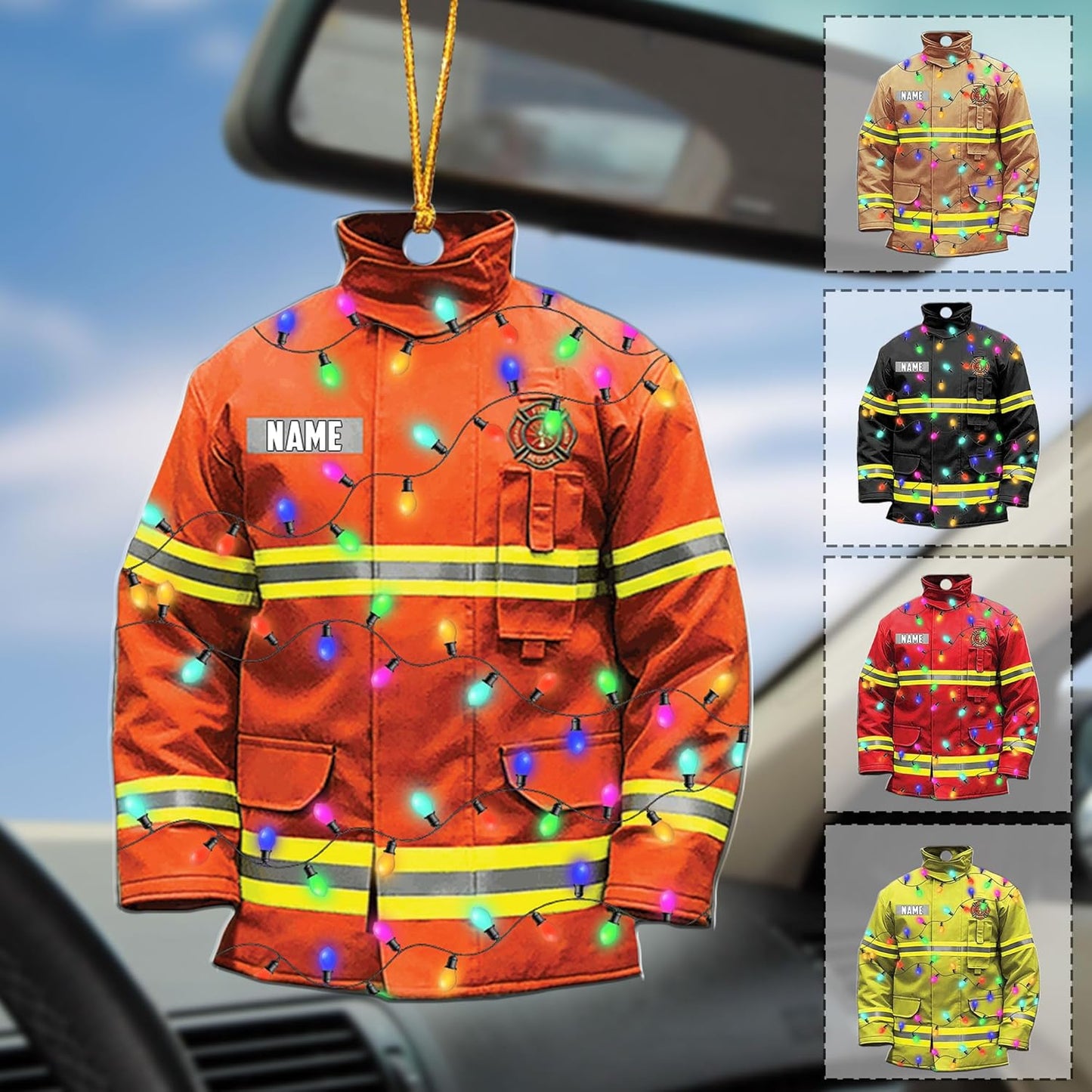 Personalized Firefighter Uniform Christmas Ornament Style 4