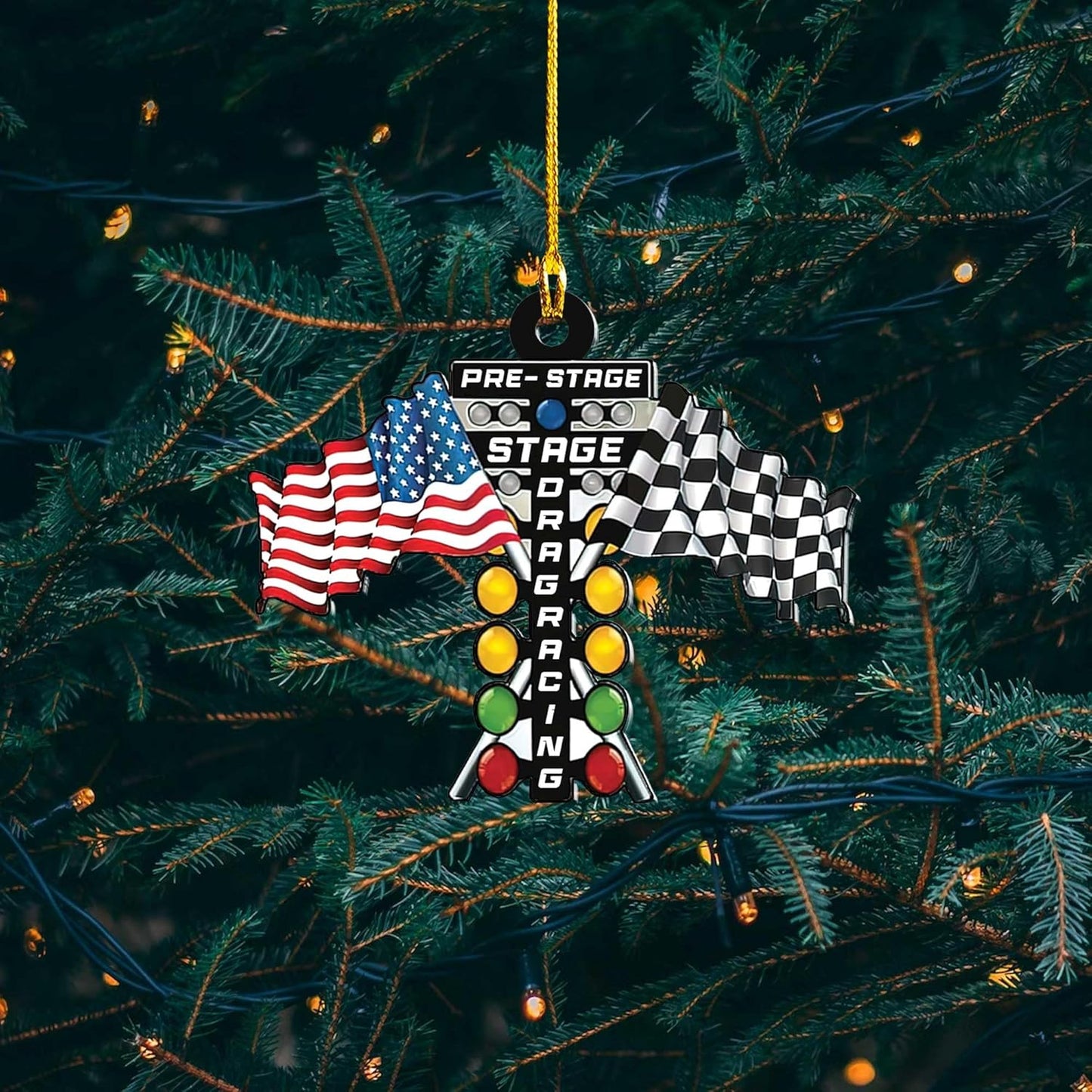 Personalized Racing Car Ornament – Custom Acrylic Drag Racing Christmas Decoration, Gift for Car Lovers and Drivers TR29