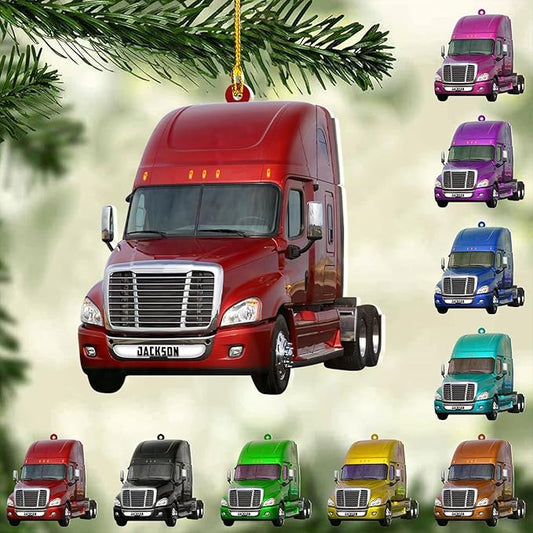 Personalized Semi Truck Christmas Decor - Truck Driver Ornament Gift L8