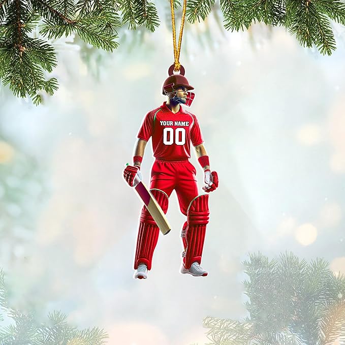 Personalized Cricket Christmas Ornament 2025, Custom Cricket Bat Ornament N22