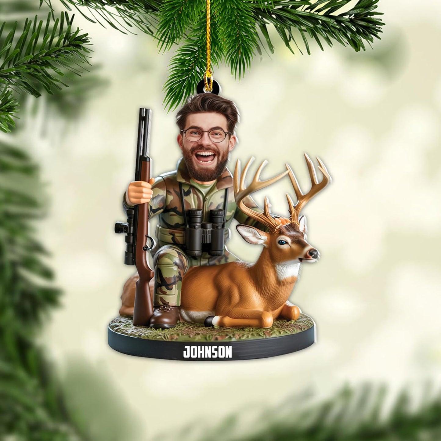 Personalized Hunting Ornament, Hunter Christmas Acrylic Ornament 2025 T05