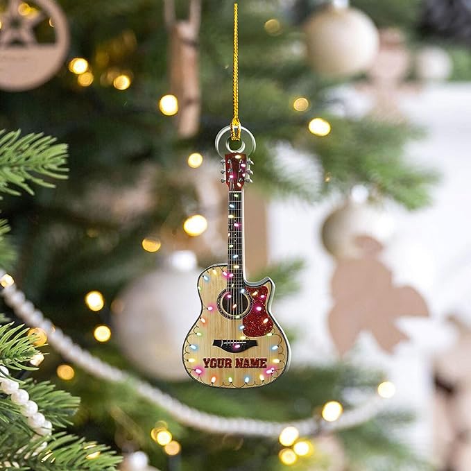 Custom Electric and Acoustic Guitar Christmas Ornament - Guitar Ornament Gift LL27