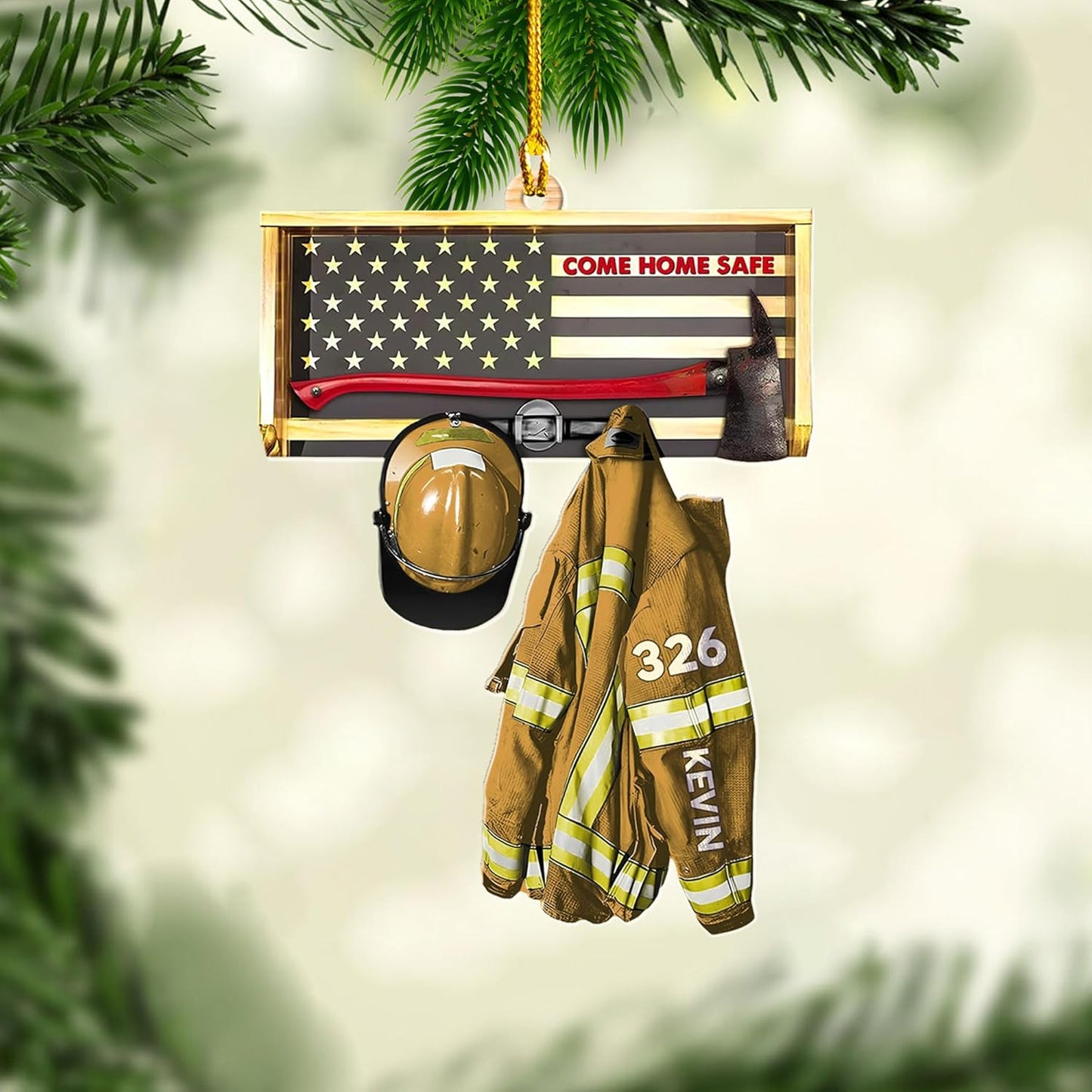 Personalized Firefighter Uniform Christmas Ornament Style 14