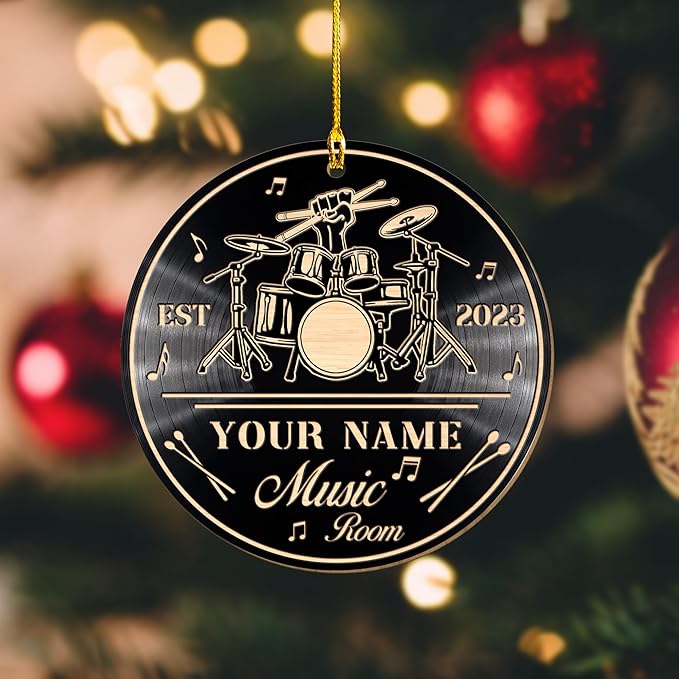Custom Drum Set Ornament - Acrylic Christmas Gift for Drummers & Music Lovers LL15