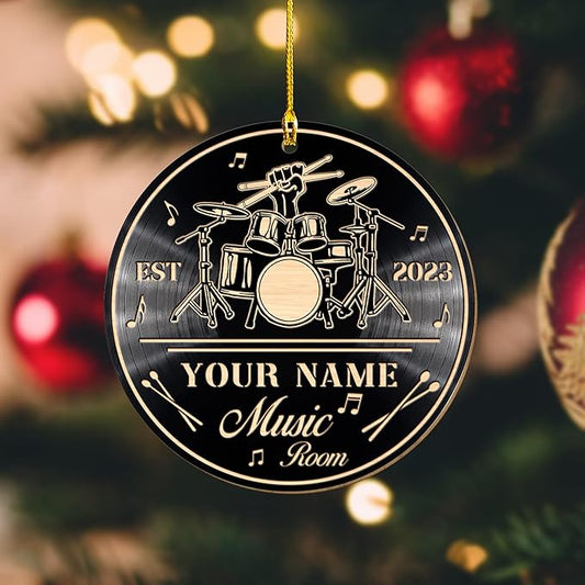 Custom Drum Set Ornament - Acrylic Christmas Gift for Drummers & Music Lovers LL15