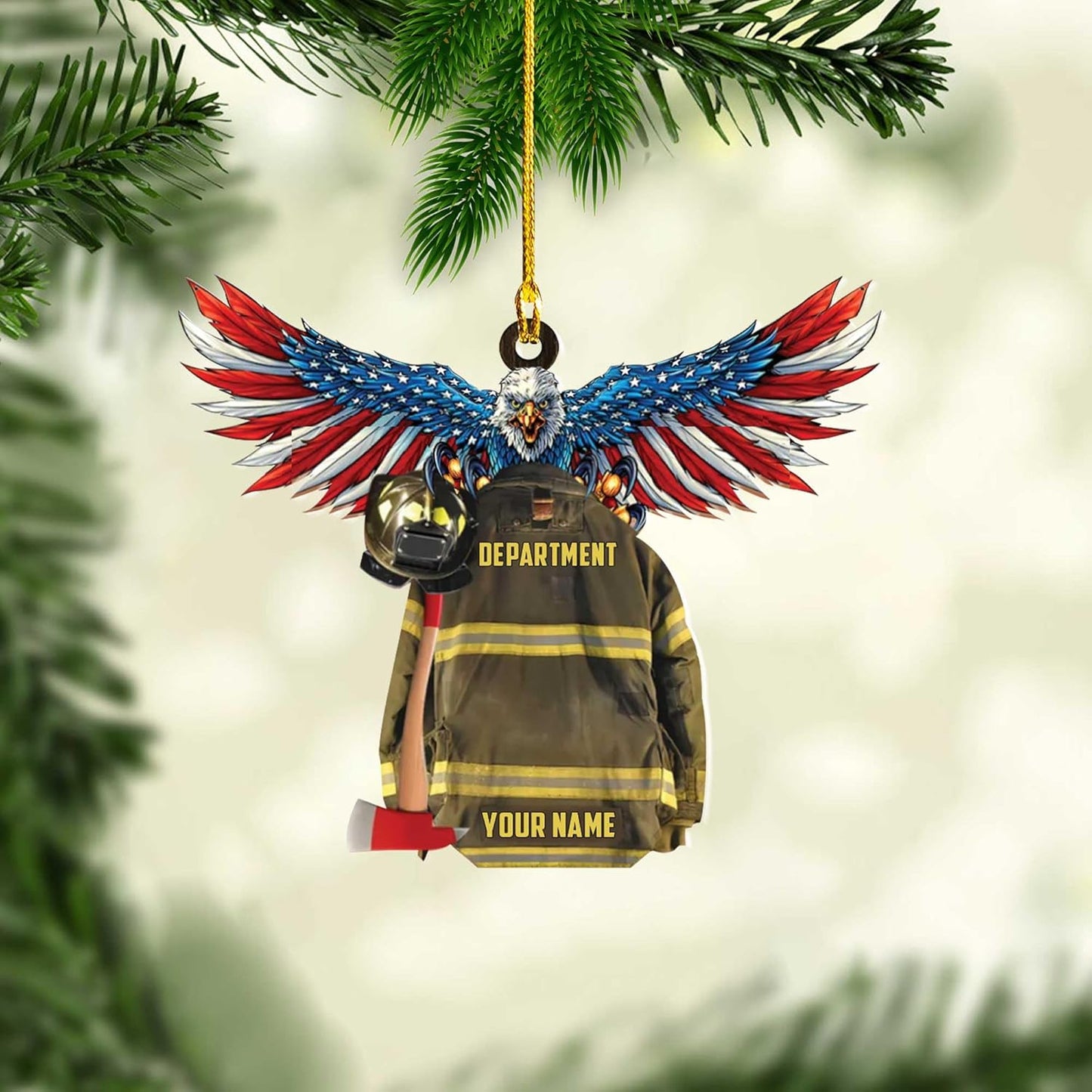 Personalized Firefighter Uniform Christmas Ornament Style 10