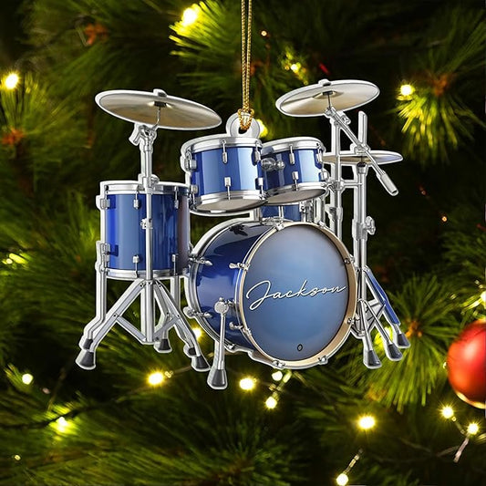 Personalized Drum Set Ornament - Custom Acrylic Christmas Gift for Drummers & Music Lovers LL6