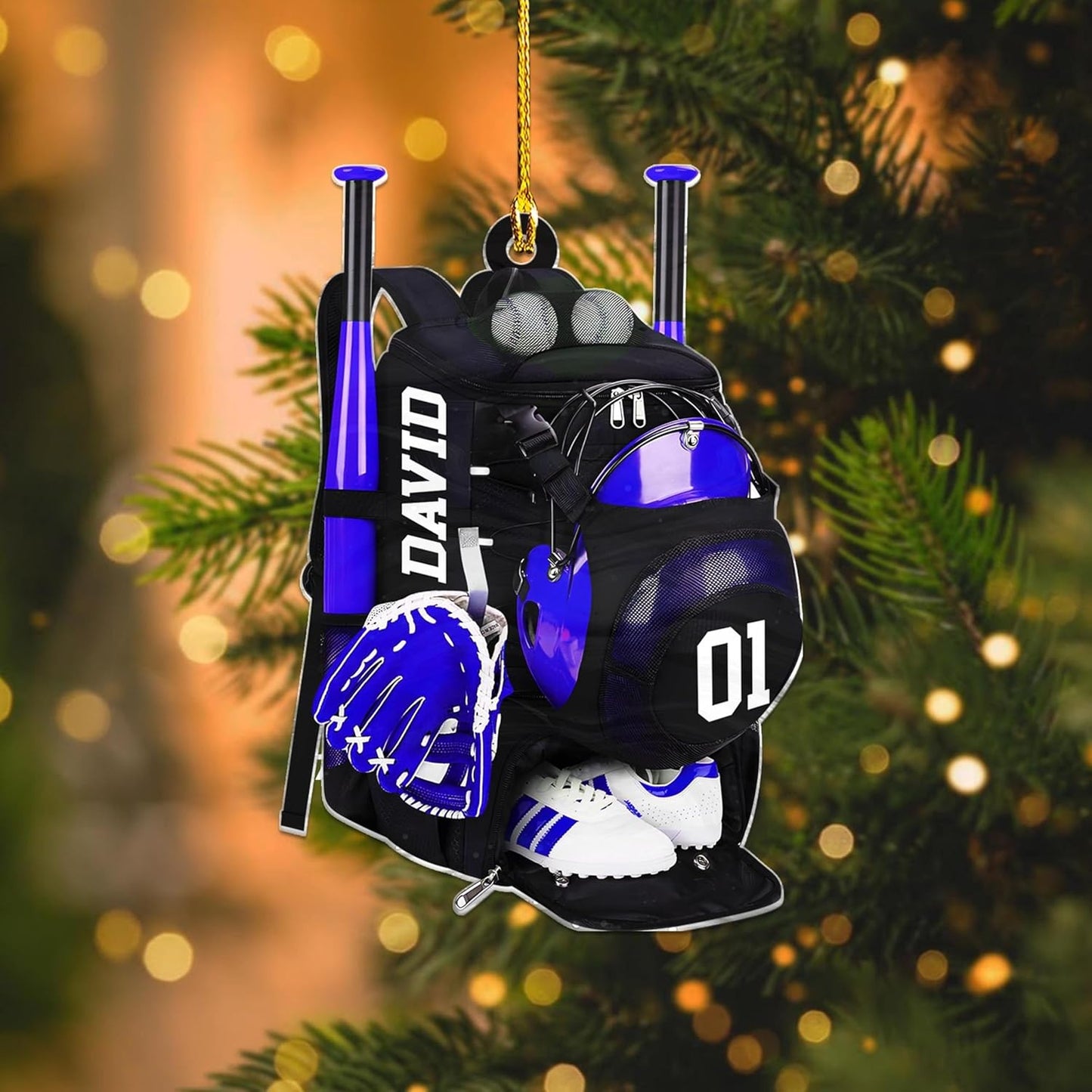 Personalized Baseball Christmas Ornament – Custom Name Acrylic Ornament, Sports Holiday Decoration, Baseball Player Gift TH28