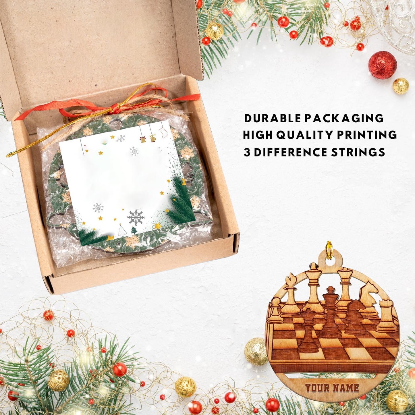 Personalized Name Chess Ornament Gift for Men Women Chess Team Player N04