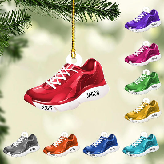 Custom Name Running Shoes Ornament – Personalized Marathon Acrylic Gift, Athlete Christmas Decoration TM21