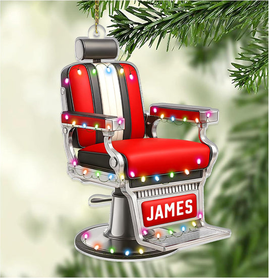 Personalized Hair Stylist Ornament – Christmas Barber Chair Ornament