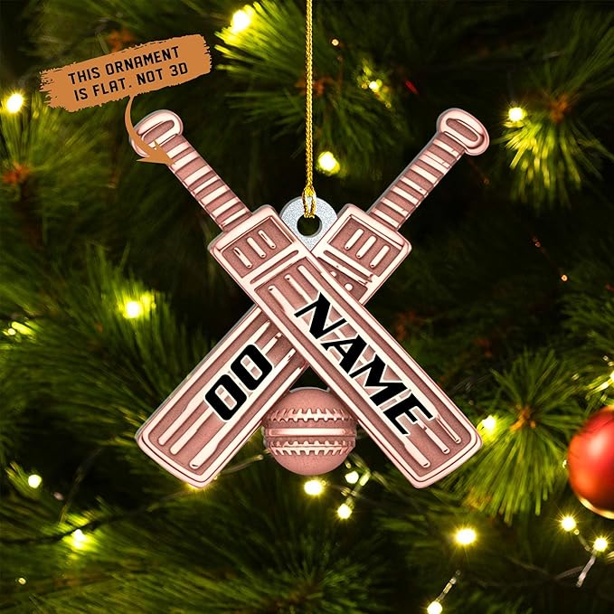 Personalized Cricket Christmas Ornament 2025, Custom Cricket Bat Ornament NO3