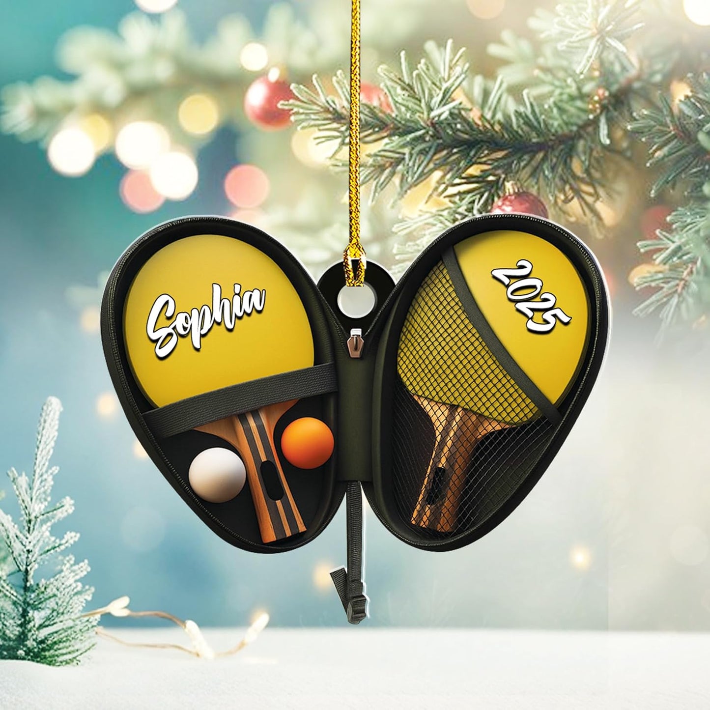 Custom Name Table Tennis Christmas Ornament – Personalized Acrylic Ping Pong Player Gift, Sport-Themed Holiday Decoration TT18