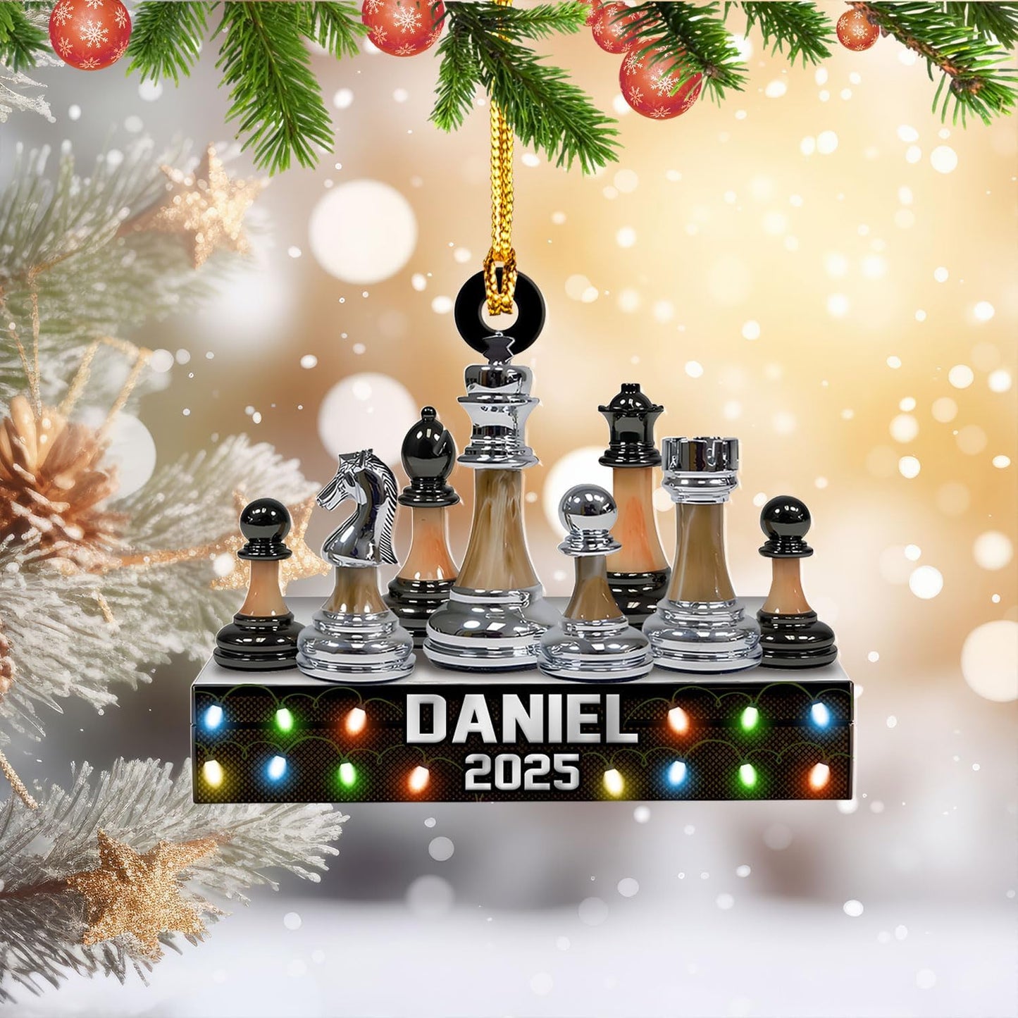 Personalized Name Chess Ornament Gift for Men Women Chess Team Player N20
