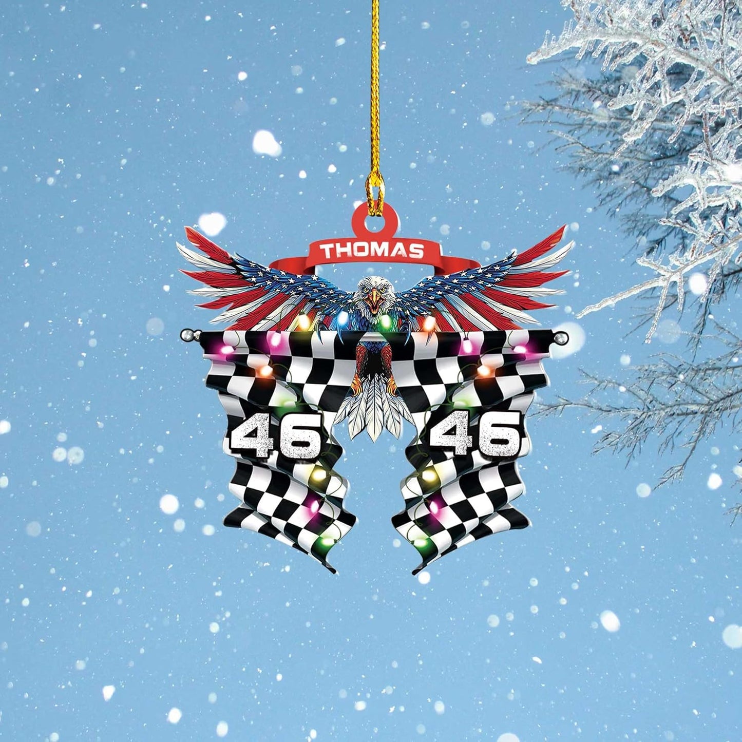 Personalized Racing Car Ornament – Custom Acrylic Drag Racing Christmas Decoration, Gift for Car Lovers and Drivers TR28