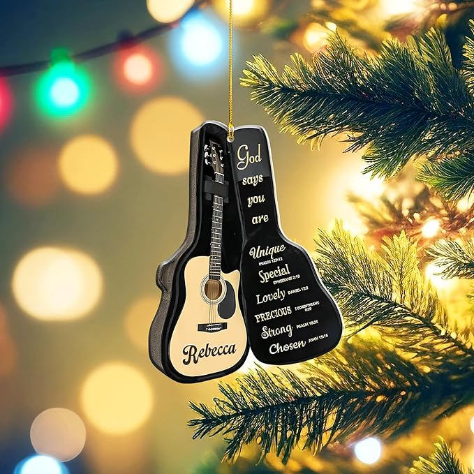 Custom Electric and Acoustic Guitar Christmas Ornament - Guitar Ornament Gift LL17