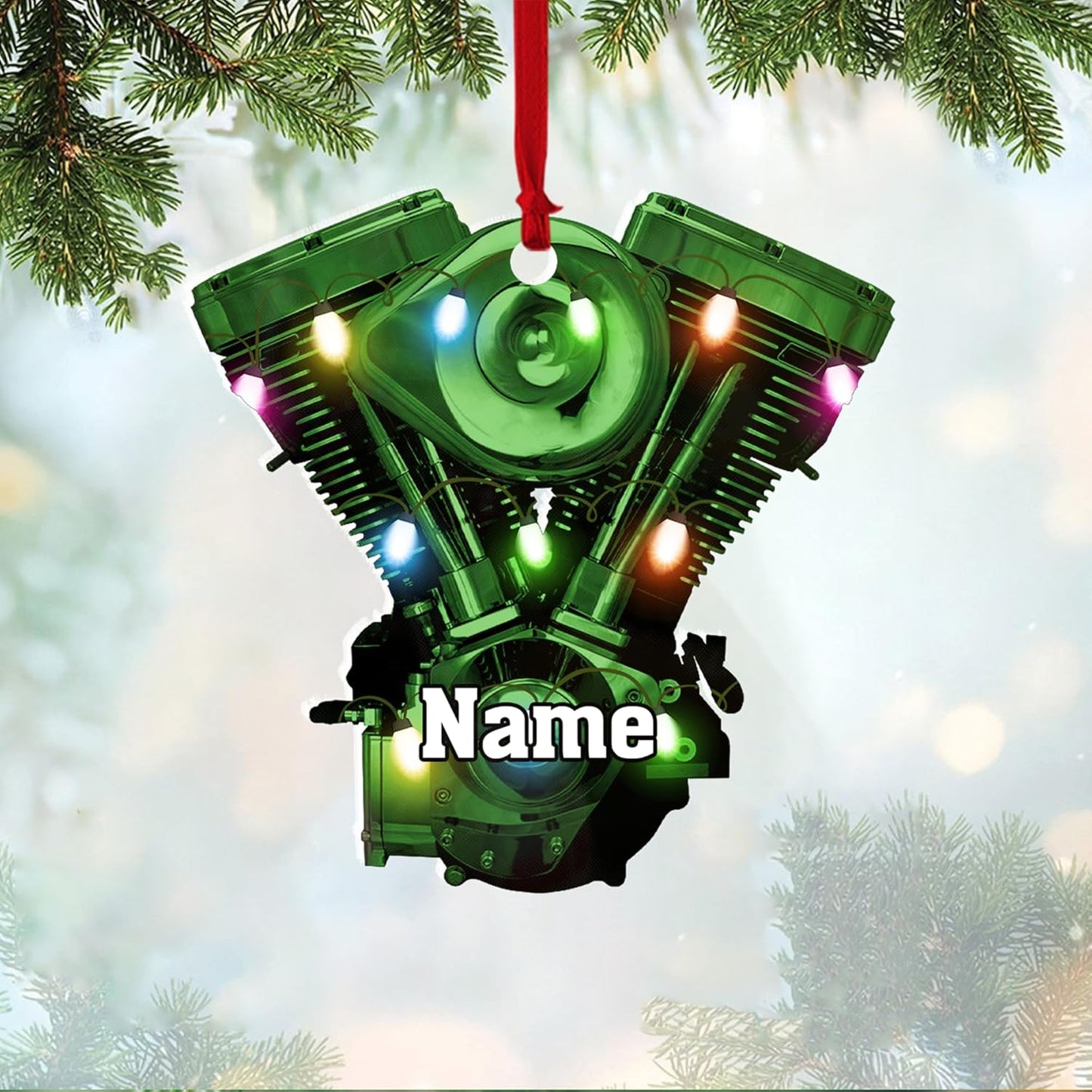 Custom Drag Racing Ornament – Personalized Hot Rod Engine Acrylic Christmas Decoration, Mechanic Gift for Car Lovers TDR6