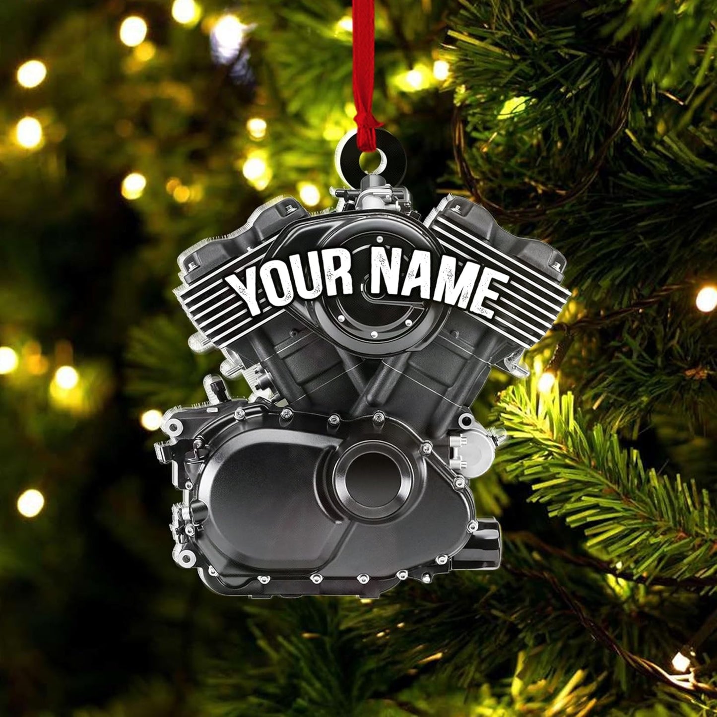 Custom Drag Racer Ornament – Personalized Acrylic Engine Design, Power Tool Themed Christmas Gift TDR8