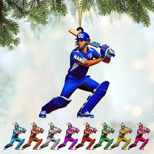 Personalized Cricket Christmas Ornament 2025, Custom Cricket Bat Ornament N25