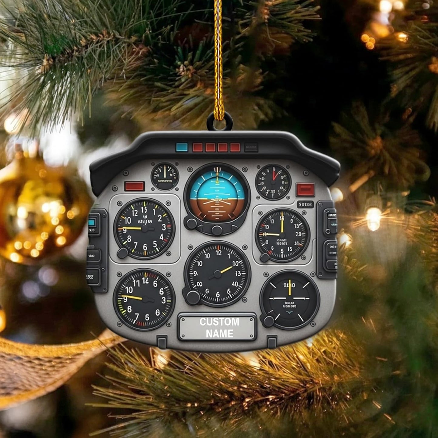 Personalized Pilot Cockpit Christmas Ornament