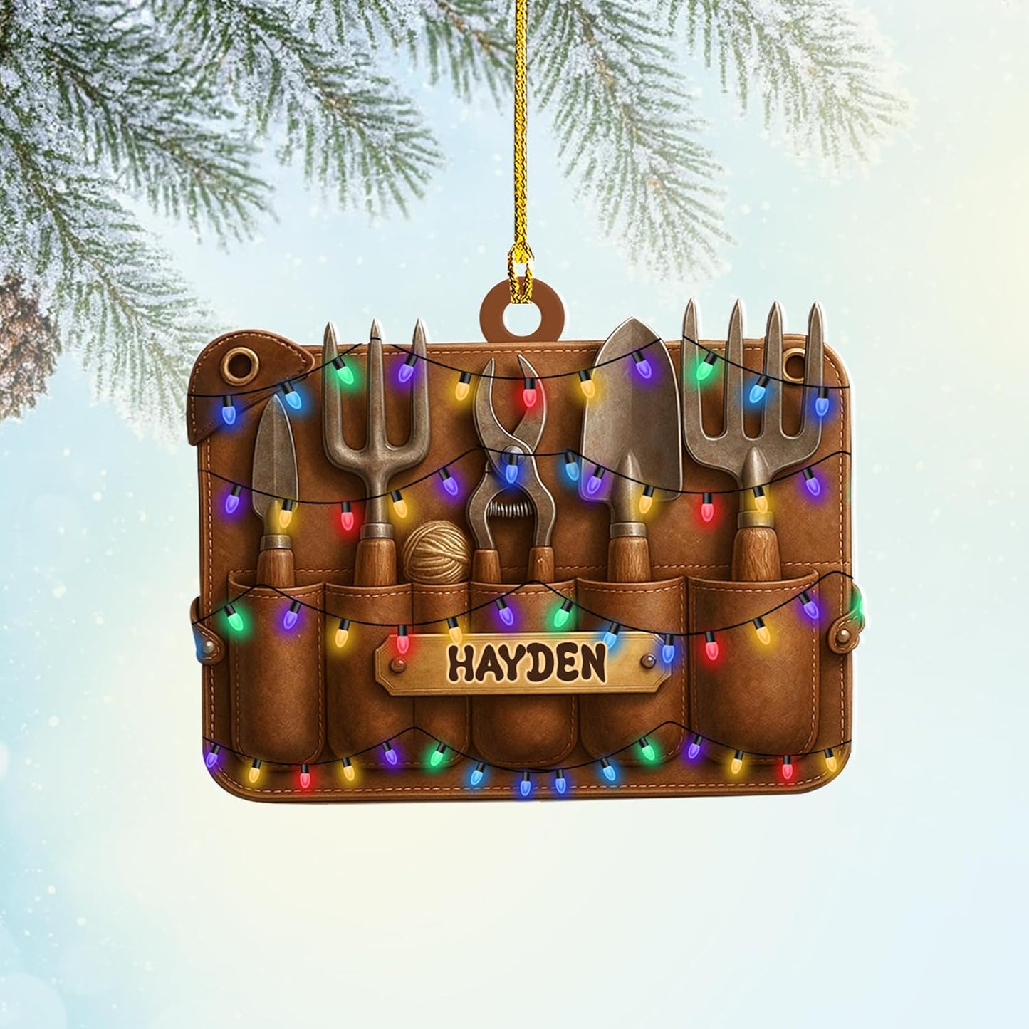 Personalized Gardening Acrylic Ornament – Custom Name Garden Tools Christmas Tree Decoration for Gardeners & Plant Lovers TG6