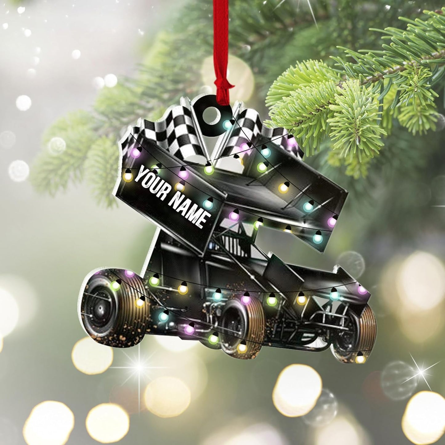 Personalized Hot Rod Ornament – Custom Engine Acrylic Christmas Ornament, Automotive Gift for Mechanics and Drivers TDR14