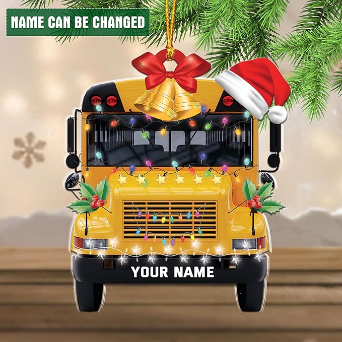 Personalized School Bus Ornament - Bus Driver Christmas Gift L9
