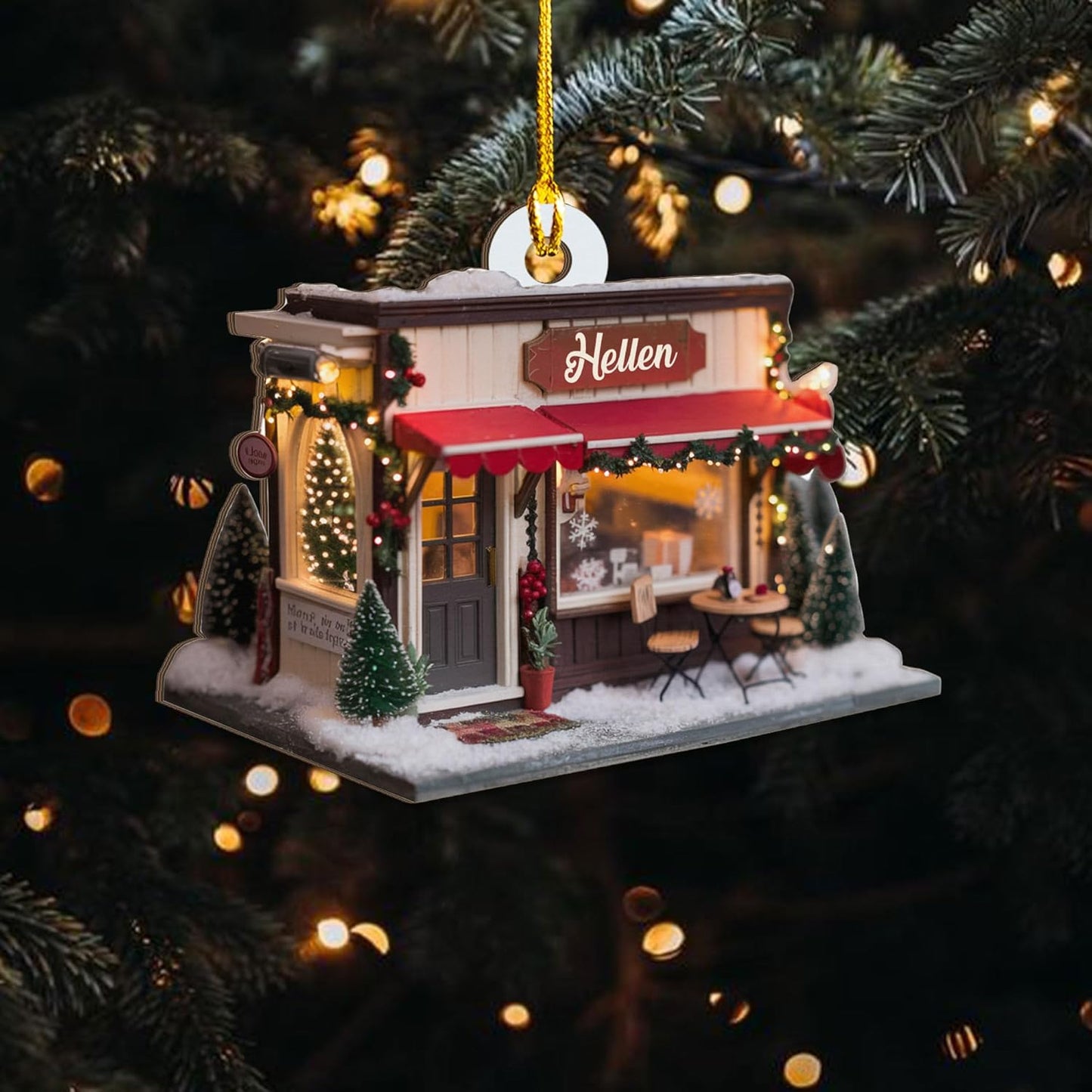 Personalized Coffee House Ornament – Unique Holiday Keepsake for Coffee Lover TC22
