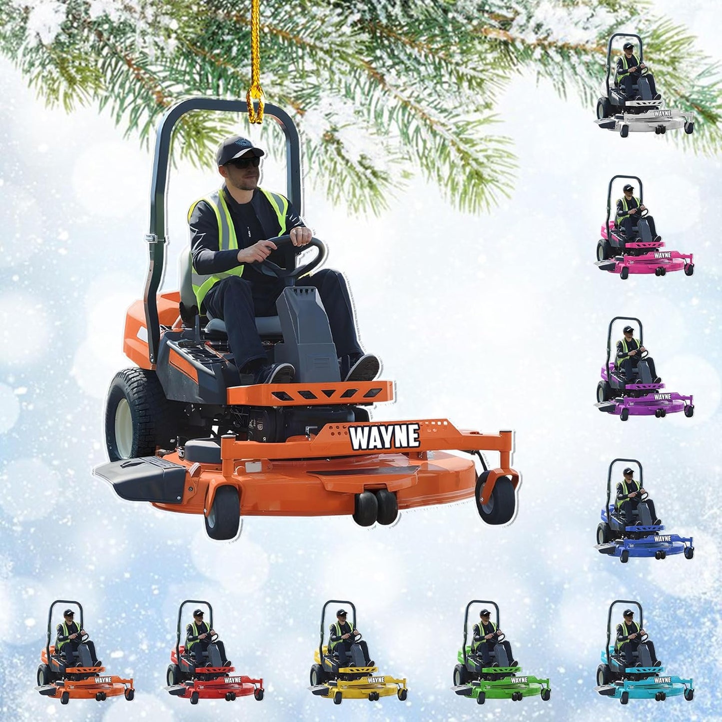 Custom Photo Lawn Mower Christmas Ornament | Personalized Gardening Holiday Keepsake Gift for Gardeners & Lawn Care Workers TG67