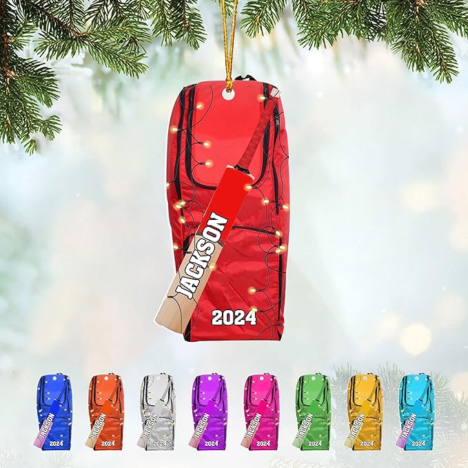 Personalized Cricket Christmas Ornament 2025, Custom Cricket Bat Ornament N18