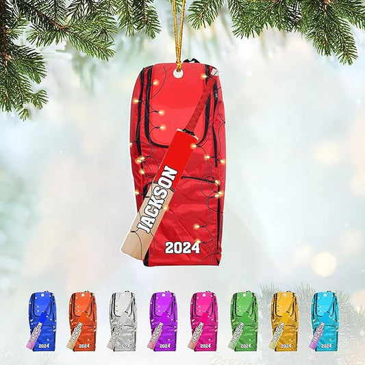 Personalized Cricket Christmas Ornament 2025, Custom Cricket Bat Ornament N18