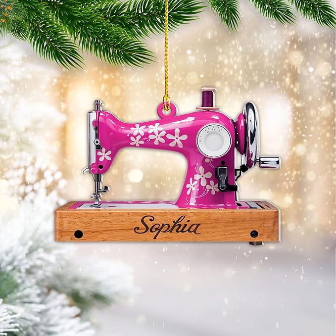 Personalized Sewing Machine Ornament - Custom Christmas Gift for Sewing Lovers LL15
