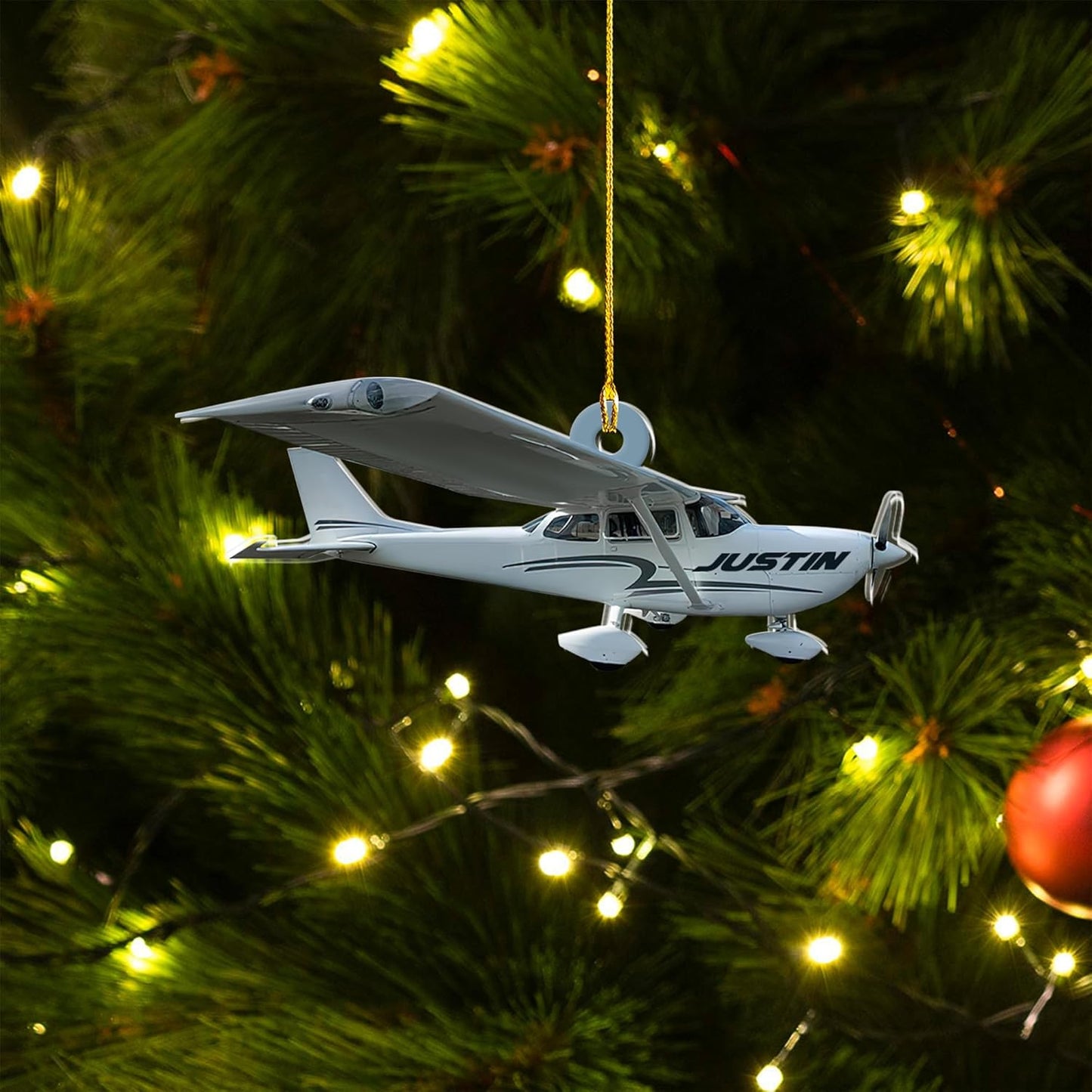 Personalized Small Airplane Pilot Christmas Ornament