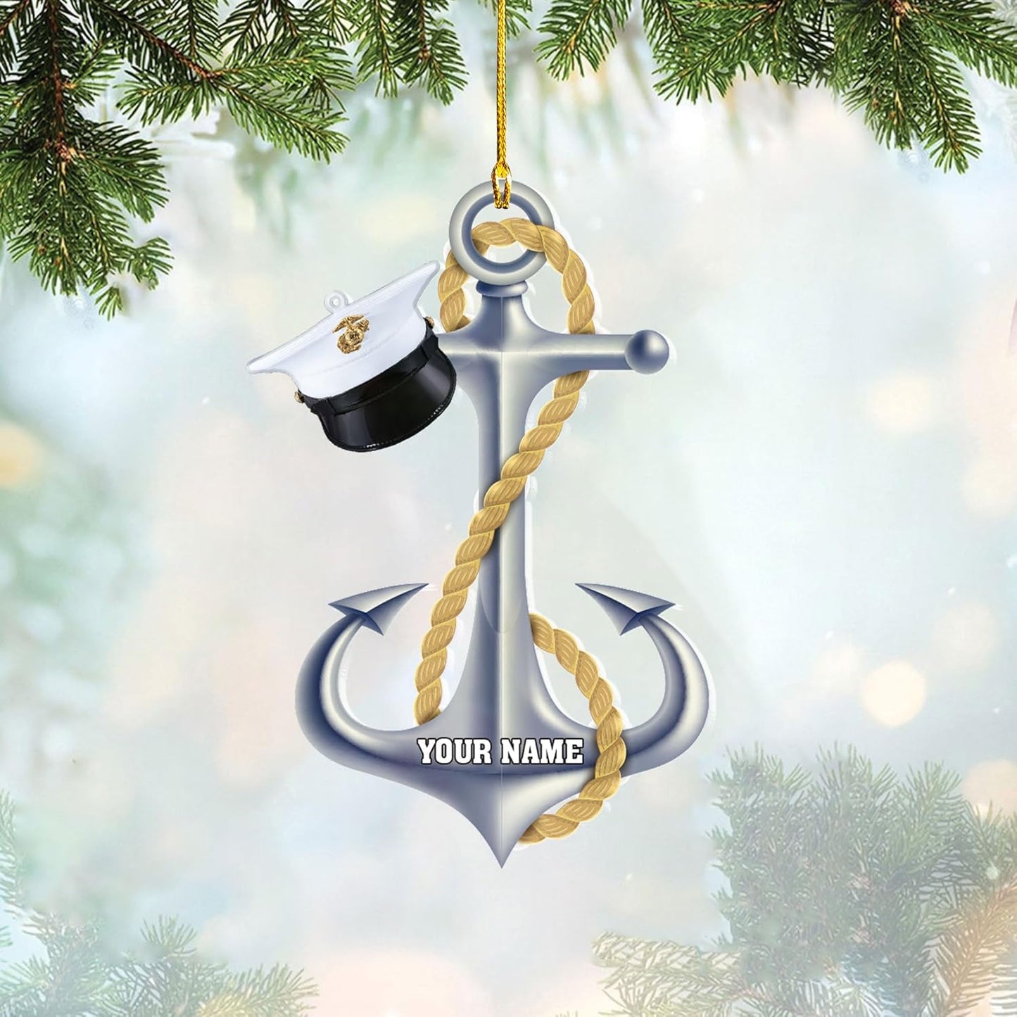 Custom Name Sailor Ornament – Personalized Captain Acrylic Sailing Ornament, Nautical Christmas Tree Decoration for Navy Lovers TS36