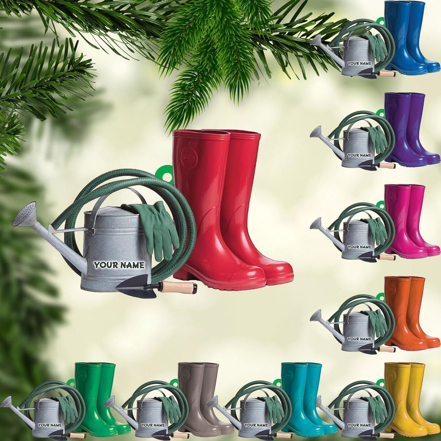 Custom Name Garden Equipment Ornament | Gardener Christmas Tree Decor Gift for Plant & Nature Lovers TG85