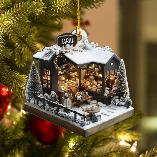 Personalized Coffee House Ornament – Unique Holiday Keepsake for Coffee Lover TC21