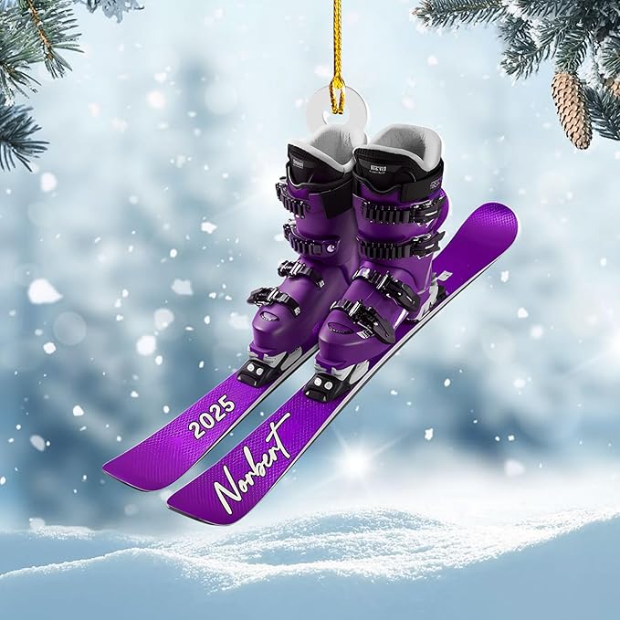 Personalized Snow Skiing Ornament, Custom Colored Skiing Mask Shape Ornament NO1