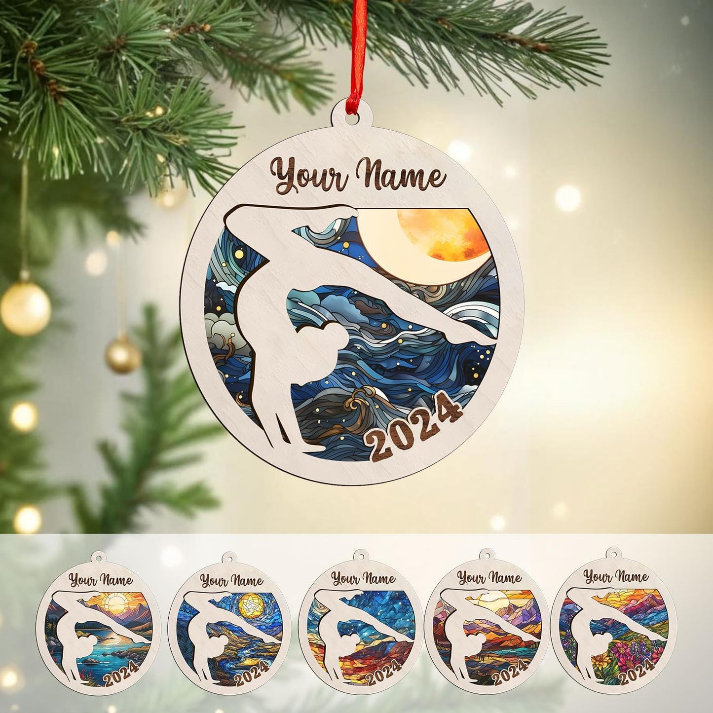 Personalized Name Gymnastics Ornament 2025, Girl Gymnast Ornaments  for Xmas C15