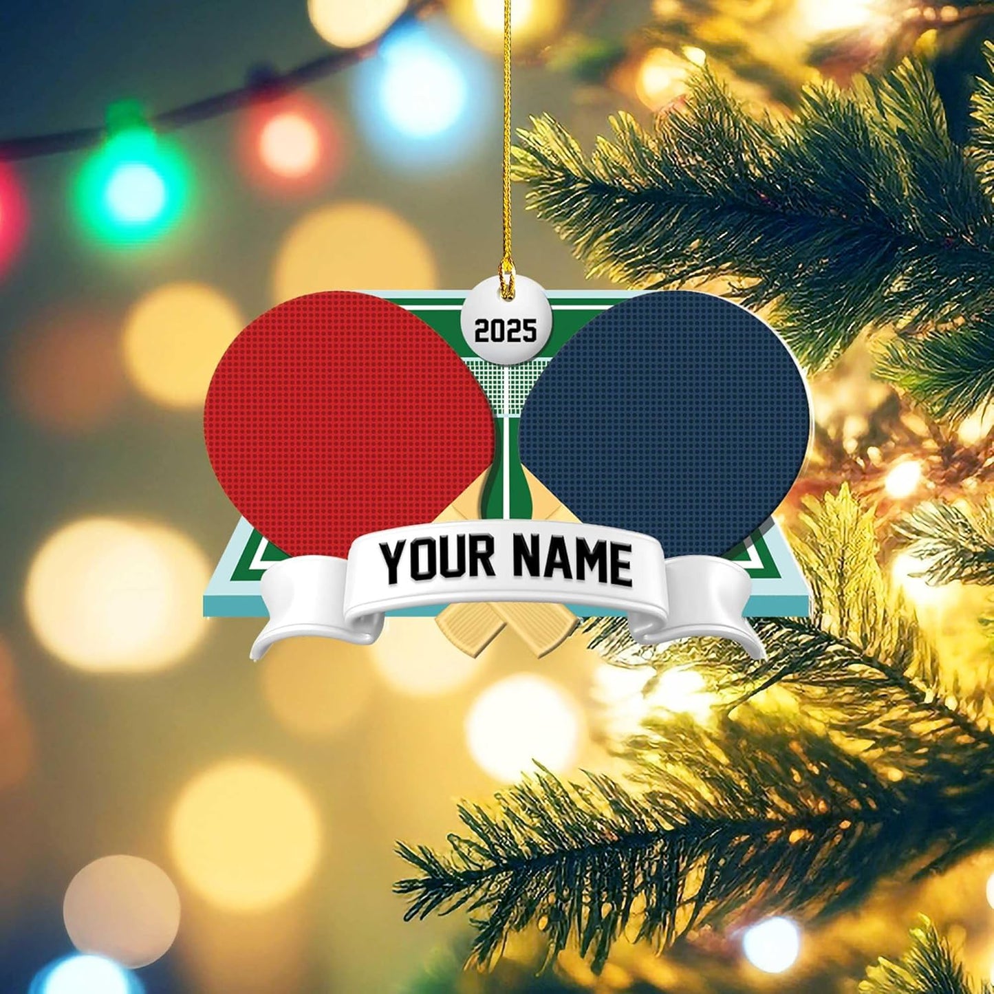 Custom Ping Pong Christmas Ornament – Personalized Acrylic Table Tennis Gift, Sport Holiday Tree Decoration, Flat 2D Design TT13