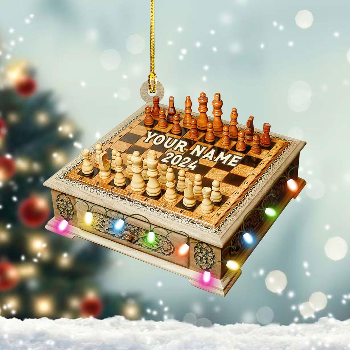 Personalized Name Chess Ornament Gift for Men Women Chess Team Player N15