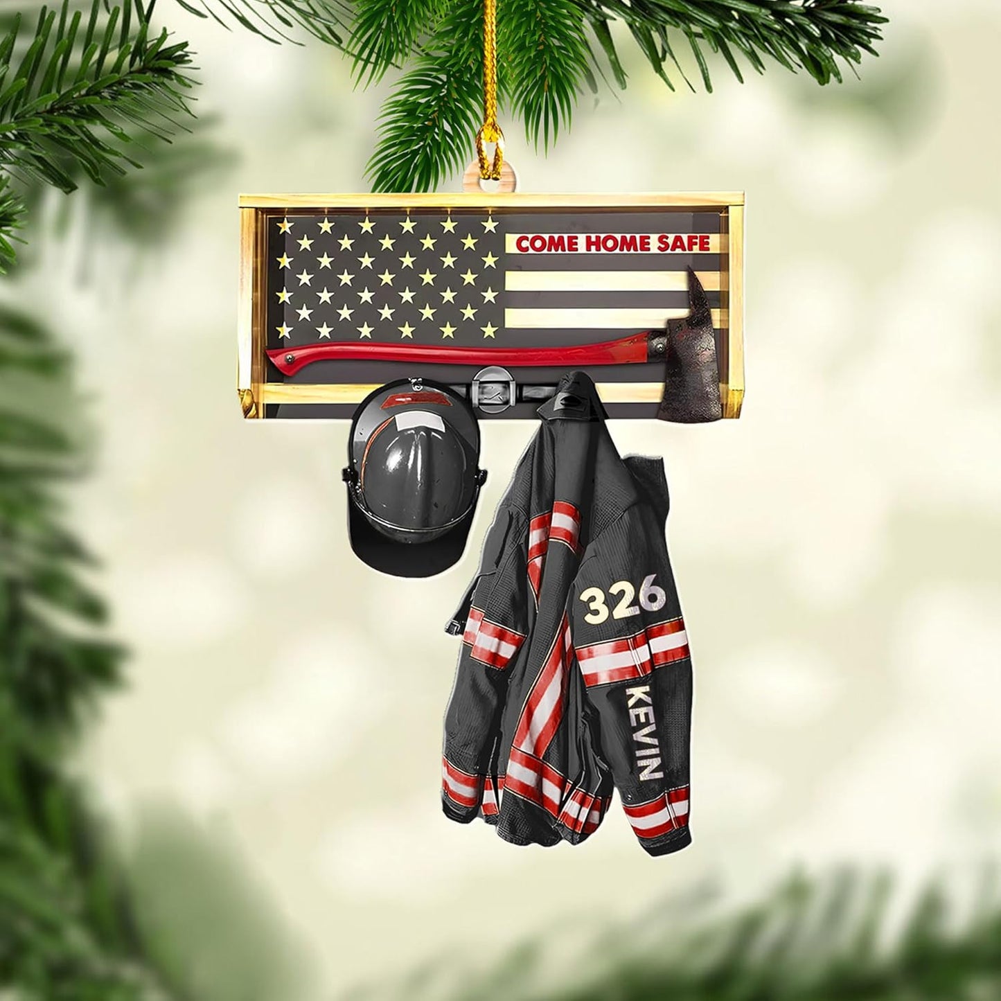Personalized Firefighter Uniform Christmas Ornament Style 14
