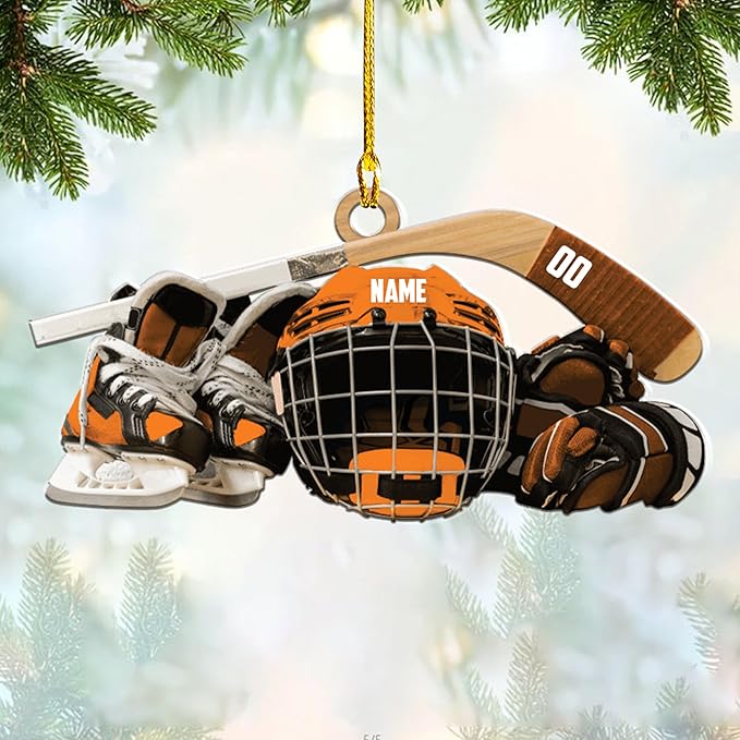 Personalized ice Hockey Ornament N37